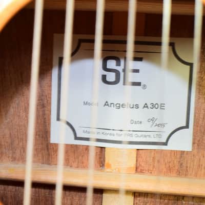 2015 PRS SE A30E Angelus Cutaway Acoustic Electric Guitar, Natural w/ Case image 5