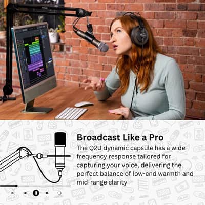 Samson Q2U Handheld Dynamic XLR/USB Microphone Bundle with Boom Arm, Shock Mount, and Pop Filter image 3