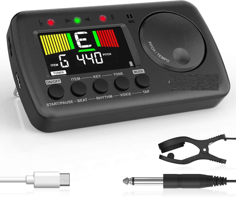 Digital Metronome Tuner 3 in 1, English Vocal Counting Metronome with Tap Tempo, Chromatic Tuner Tone Generator Rechargeable image 1