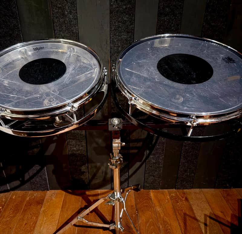 Remo Set 12" and 14" including stand 1990s - Chrome and black image 1