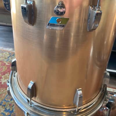 Ludwig 7pc Drum Kit - 8”, 10”, 12”, 13”, 16”, 18” and 24” Early-80’s - Brushed Gold image 8