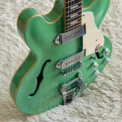 1996 Epiphone Casino Reissue MIK Turquoise Electric Guitar image 10