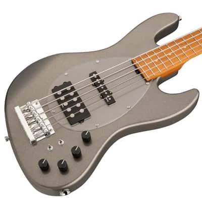 Sadowsky MetroExpress 21-Fret Vintage M/J Bass, Roasted Maple Fingerboard, 5-String - Solid Silver Metallic High Polish image 4
