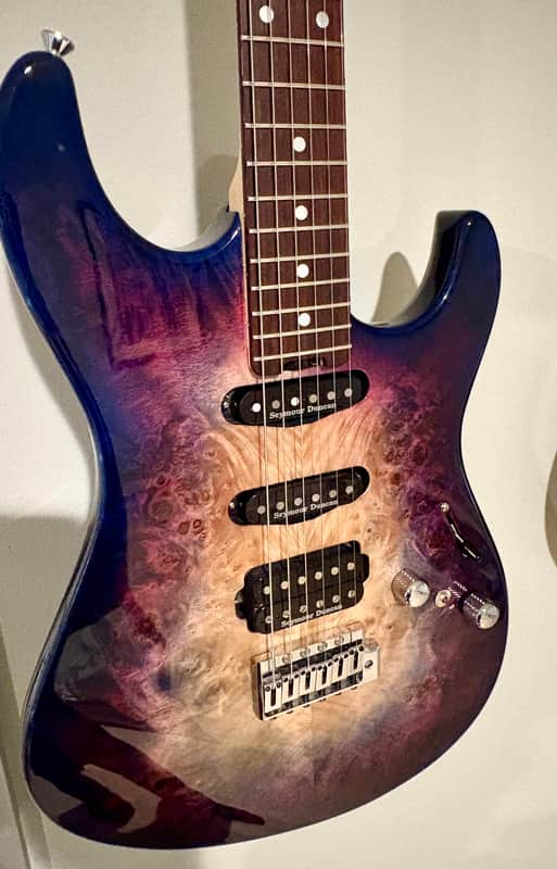 ESP Original Snapper CTM Burl with Rosewood Fretboard 2020 - Present - Nebula Pink Purple Burst image 1