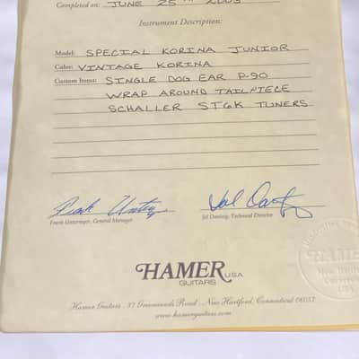 Hamer Brad Whitford’s Aerosmith, Korina Jr. Authenticated (#79) 1997 Korina image 6