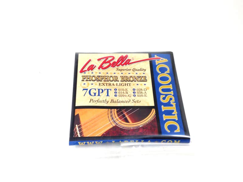 La Bella 7GPT Phosphor Bronze Acoustic Guitar Strings - Extra Light (10-50) image 1