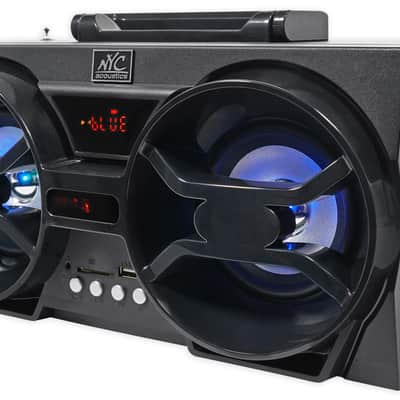 NYC Acoustics NPB3 Dual 4" 30w Bluetooth Boombox Speaker w/USB, SD, LED+Remote image 2