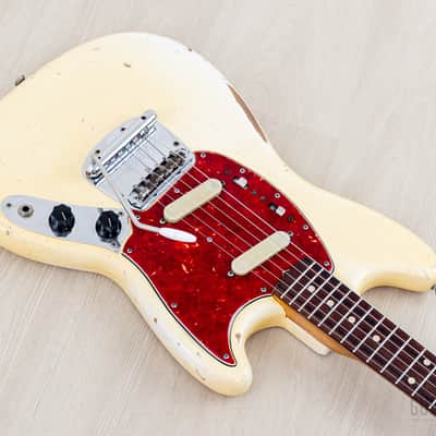 1965 Fender Mustang Vintage Offset Guitar Olympic White w/ Case image 9