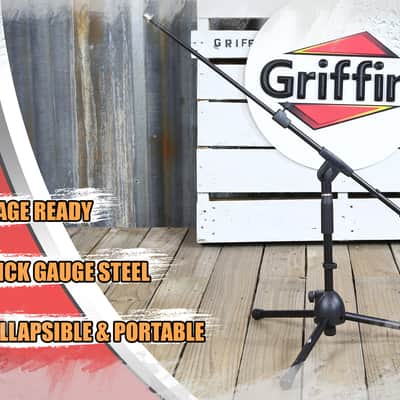 GRIFFIN Short Boom Mic Stand (Low Profile-X Series) – Tripod Mount for Kick Drum, Guitar Amps, Studio Desks, Singing & Home Recording Use image 11