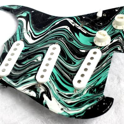 Custom Swirl Painted and Fully Loaded Fender Squier Strat (11 Hole) Pickguard image 3