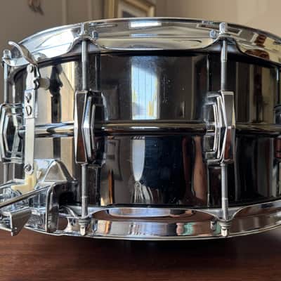 1979 Ludwig Black Beauty Super-Sensitive 6.5x14" 10-Lug Brass Snare Drum with Pointed Blue/Olive Badge 1977 - 1979 - No. 419 Black Nickel-Plated Super Sensitive image 7