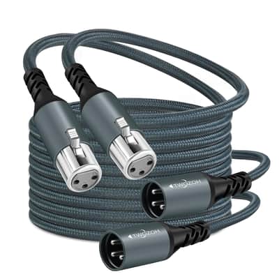 XLR Male to Female Audio Cable 0.3M 2 Pack, Braided Balanced 3Pin XLR Microphone Cable (Professional/HIFI) image 1