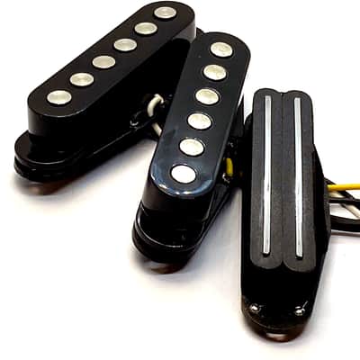 Dragonfire Phat Hot Duo Rails SSS Pickup Set ~ Duo Rails Bridge + Phat Strat Middle & Neck, BLACK image 2