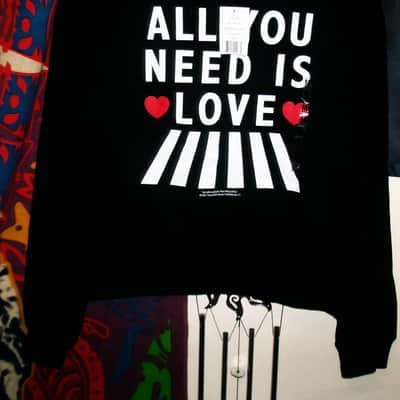 beatles all you need is love song title new m woman sweatshirt - harrison mccartney lennon ringo sgt. pepper image 1