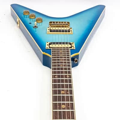 1980s Cort Flying V Electric Guitar – Blue Fade – Made in Korea image 9