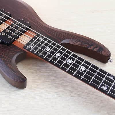 Wenge Wood Custom 5 Electric String Bass, Maple Neck Through image 8