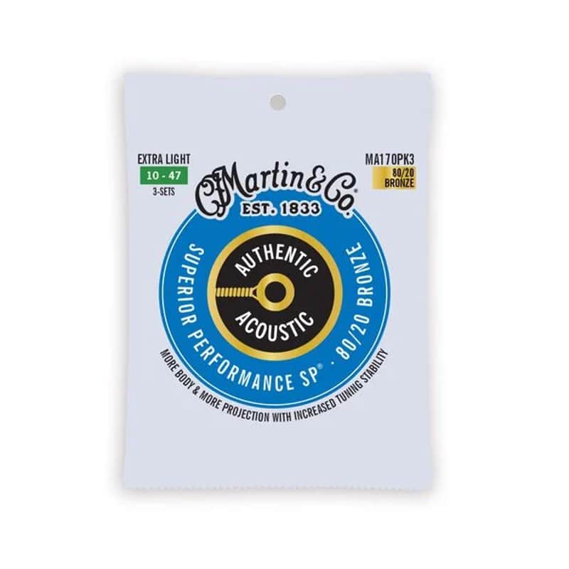 Martin MA140 SP Authentic Acoustic 80/20 Bronze Guitar Strings Light 12-54 (3-Pack) image 1
