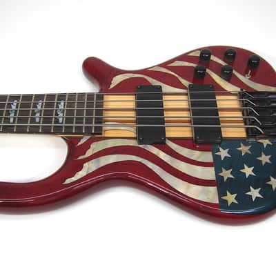 1976 USA Custom Made Electric Bass American Flag Model Red White & Blue Stars & Stripes Inlay wOHSC image 10