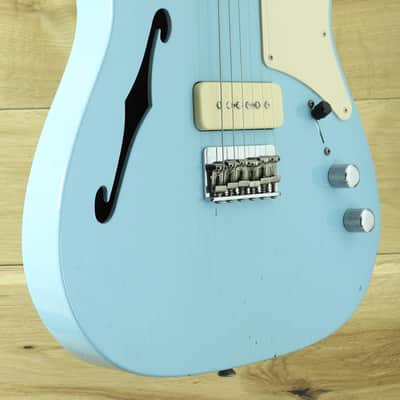 Fender Custom Shop Ron Thorn Masterbuilt 50's Tele Thinline Journeyman Relic P90s Daphne Blue R95417 image 12