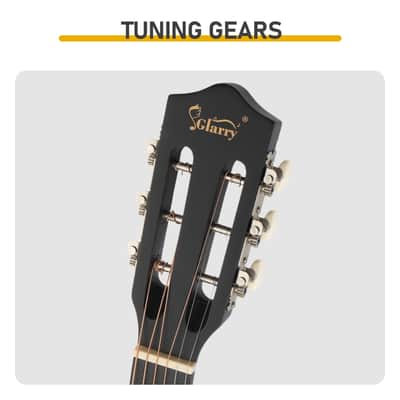Cxxss Matte Black 38-inch Round Acoustic Guitar with Picks, Strings, Capo, Case, Tuner, and Strap image 4