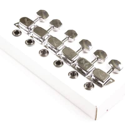 Genuine Fender® 099-0822-102 Lefty 6 inline chrome 'F' 70's Style tuners