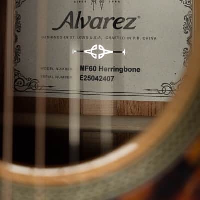 Alvarez Masterworks Series MF60 Herringbone Sitka/African Mahogany Orchestra Model Acoustic Guitar #2407 image 5