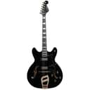 Hagstrom 67 Viking Hollowbody Gloss Black, Canadian Flame Maple Body, 15" Radius (B-Stock)