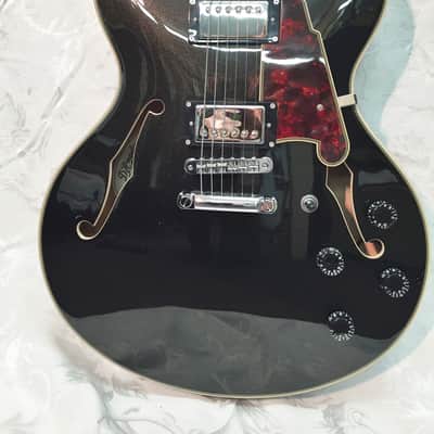 D'Angelico Premier DC 335 Style Semi-Hollow Body Electric Guitar-Black Flake-NEW! image 2