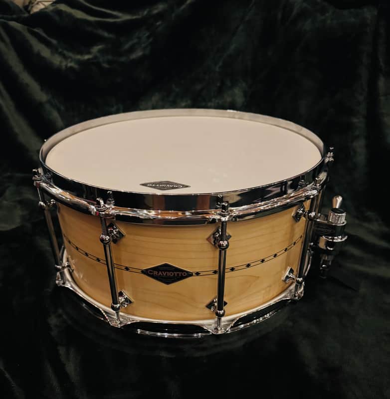 Craviotto Maple Snare Drum - 6.5 inch x 14 inch, Natural with Maple Inlay - Maple image 1