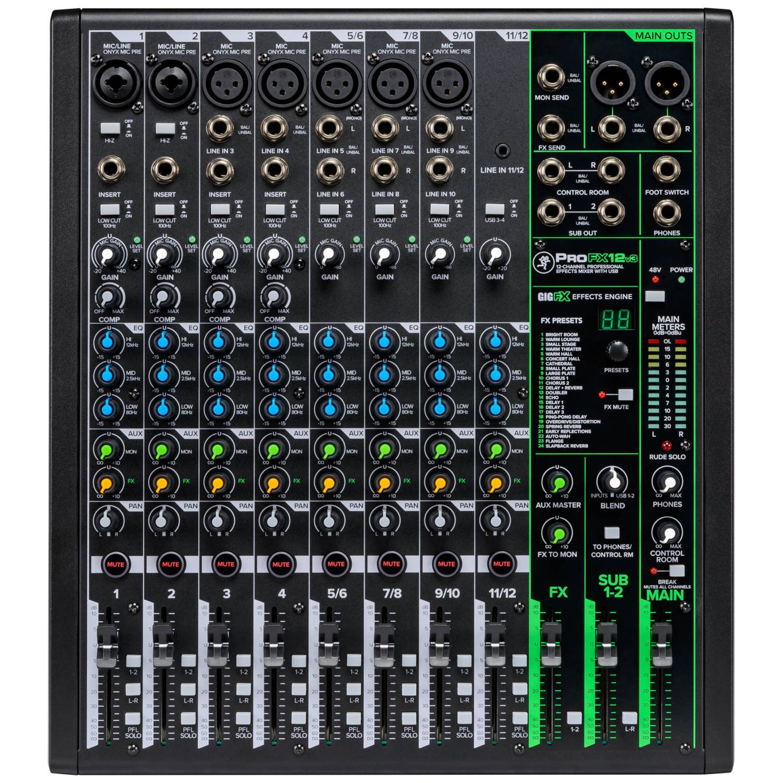 Mackie ProFX12v3 12-Channel Effects Mixer | Reverb