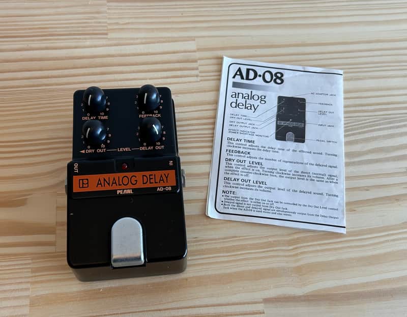 Pearl AD-08 Analog Delay 1980s - Black in Excellent Condition with Users Manual Leaflet image 1