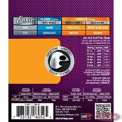 Elixir Phosphor Bronze Nanoweb Coated Acoustic Guitar Strings Light 12-53 image 2