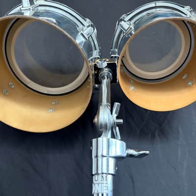 Pearl 8 and 10" Fiberglass Concert Toms with Stand 1970's - Chrome Wrap image 4