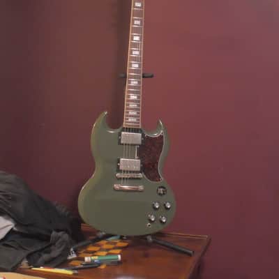 Gibson CME Exclusive SG Standard with T-Type Pickups, Tortoise Pickguard 2018 - Olive Drab image 5