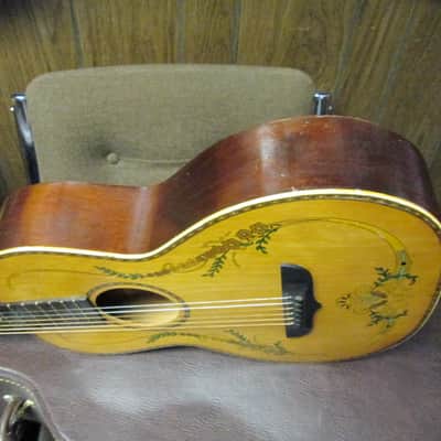 Unknown Parlor Acoustic Guitar 30s/40s art deco soso player w/intonation issues image 11