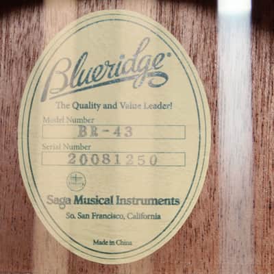 Brand New Blueridge BR-43 Contemporary Series 000 Acoustic Guitar with Gig Bag image 6