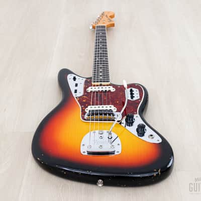 1966 Fender Jaguar Vintage Offset Guitar Sunburst w/ Big Neck, Case image 10