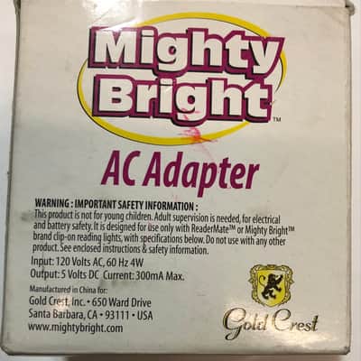Mighty Bright 36321-T Reader's Light AC Adapter 3.5mm - Black image 2