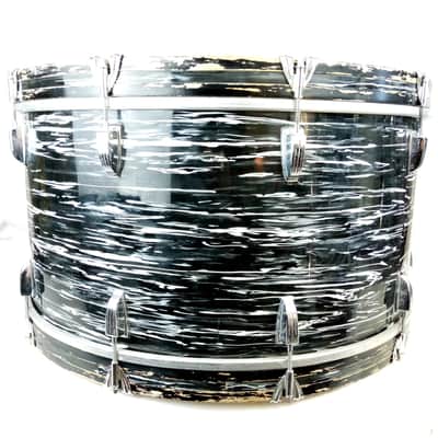 *Ludwig 14x28" Virgin 3Ply B/O Black Oyster Pearl Bass Drum 7/16/70 Bowling Ball image 5