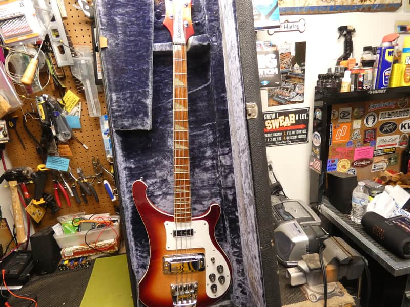 Rickenbacker 4001 Case Early 1970s - Blue Lined - Black Tolex - CASE ONLY image 1