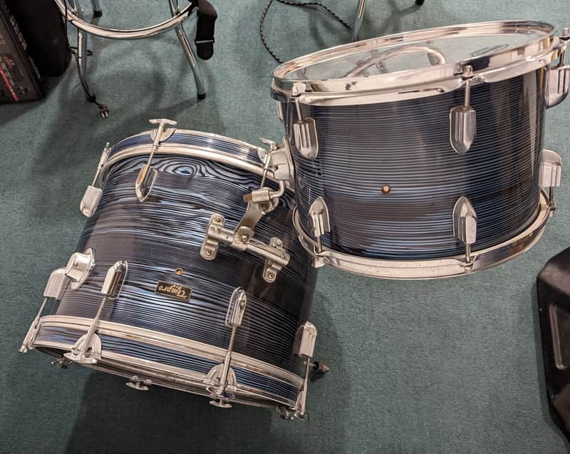 TEMPRO PRO Bass Drum & 13" Tom 60's/70's - Blue Strata image 1