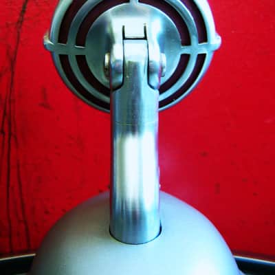 Vintage RARE 1940's Shure 730B crystal cardioid microphone Satin Chrome w period Shure S-36 model stand 55 55S 730A 701D image 12
