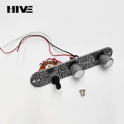 Loaded engraved Silver Guitar Tele Style Control Plate with Roller Saddles Bridge image 7