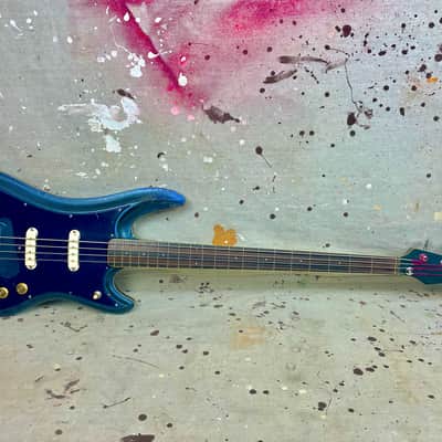 1960's Guyatone EB-9 “Sharp 5” MIJ Blue Sparkle Bass Guitar c~1967 Needs Repair image 1