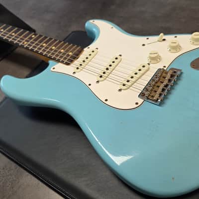Fender Custom Shop Postmodern Journeyman Stratocaster 2016 Daphne Blue Relic Aged Roadworn American Vintage 60s 1960's Reissue USA Guitar close to Sonic Blue heavy relic post modern image 7