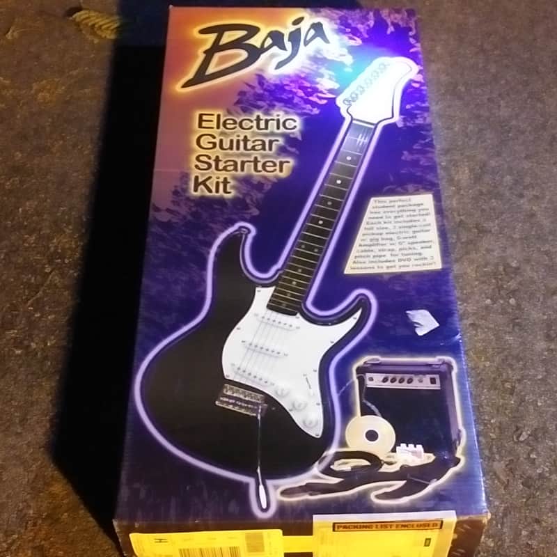 Baja (Black) Guitar Pack Strat Electric Guitar w Amp and Accessories image 1