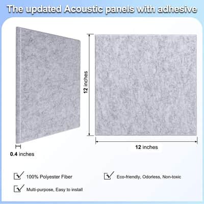 18 Pack Gray Acoustic Panels 12"X12"X 0.4" Soundproof Wall Panels Wall Decoration Sound Absorbing Panel High-Density Sound Deadening Panels Acoustic Treatment Panel For Home Studio image 2