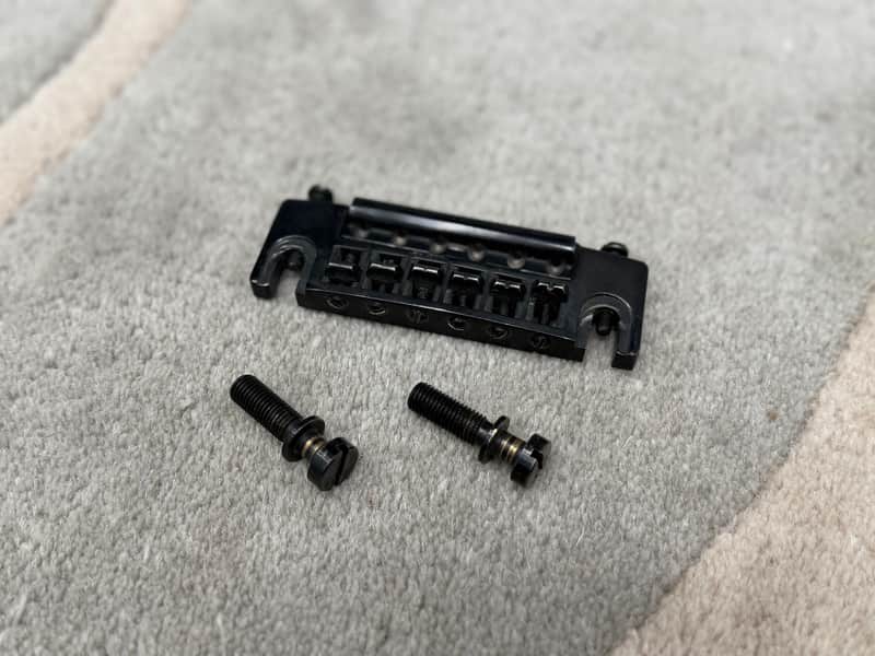 Vintage Schaller 455 Intonable Wraparound Bridge Tailpiece Germany 1980s rare black image 1