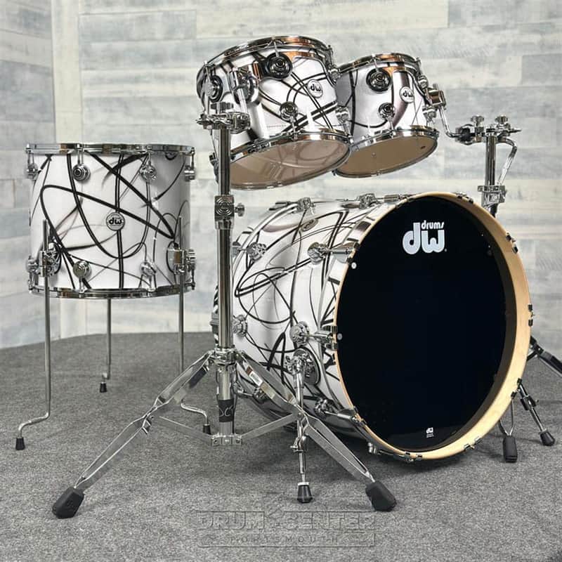 DW Collectors VLT 333 Maple 4pc Drum Set White Glass Contrails image 1