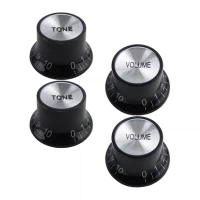 Black & Silver Reflector Top Hat Knobs for Les Paul, SG, Epiphone (Set of 4) image 2